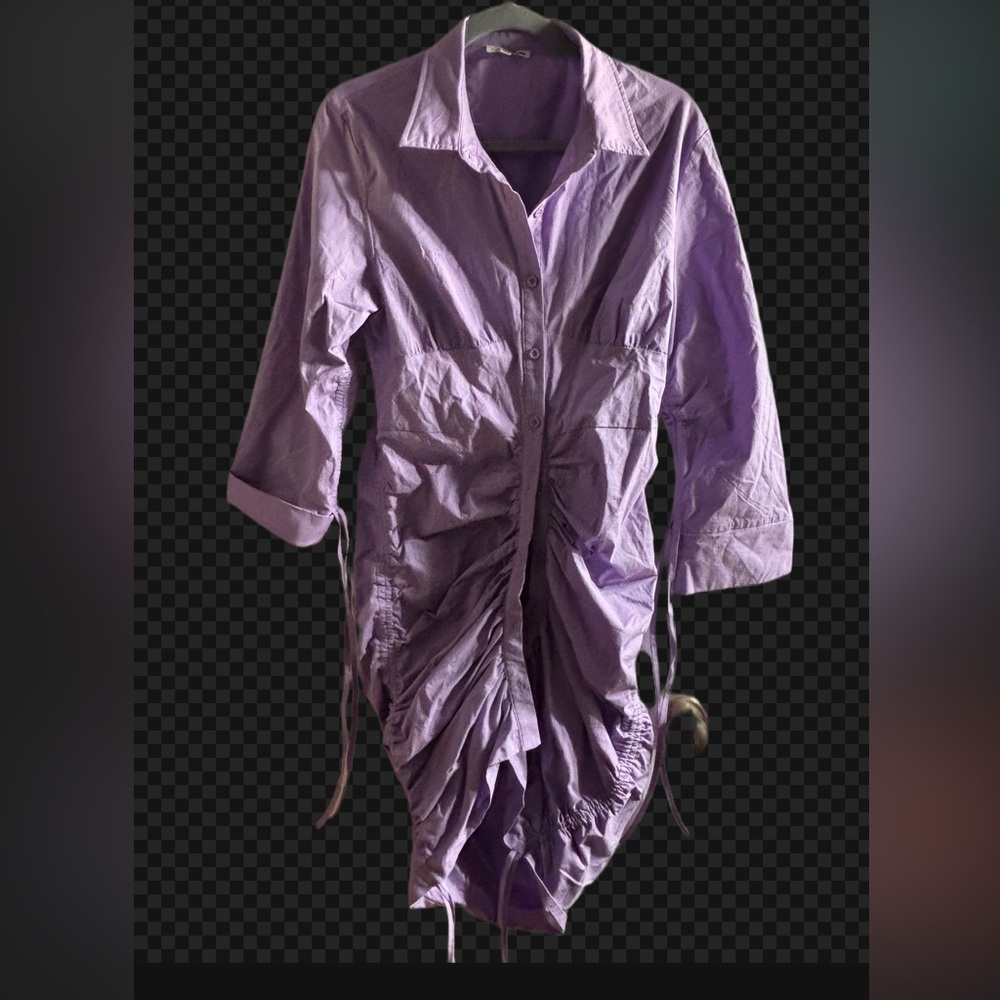 Fashion Nova Lilac Drawstring Shirtdress